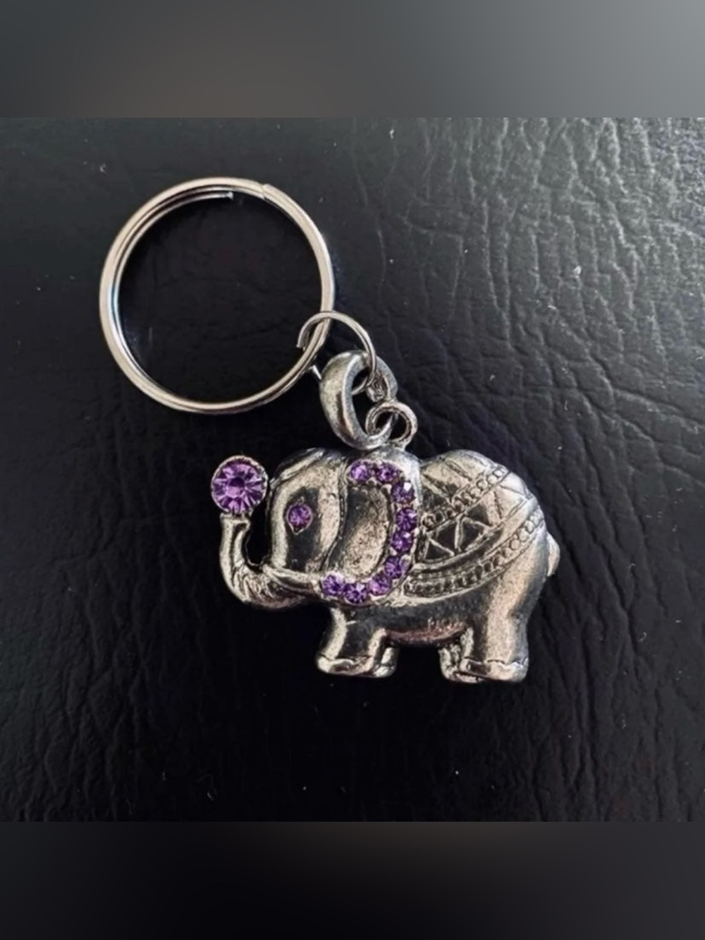 * Beautiful Elephant Purple Crystal Bag Charm/Keychain NEW